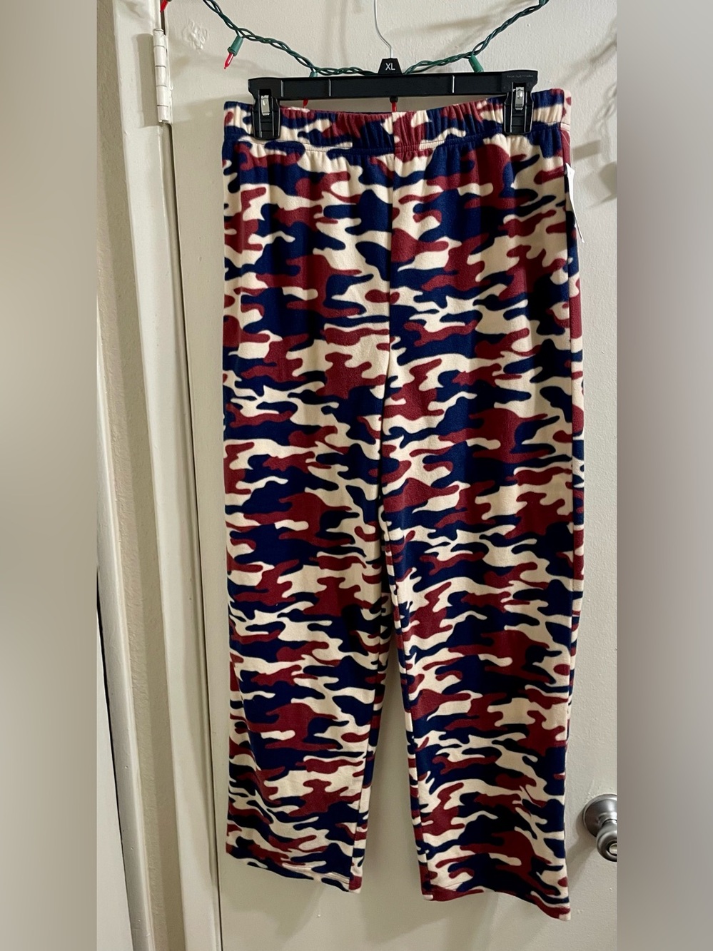 NWT Cuddl Duds Boys XL 14/16 Fleece Pajama Pants Red Blue Camo Sleepwear